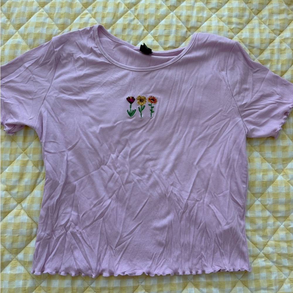 Wild Fable Floral Embroidered Pink Crop Top XL